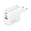 Oplader vgoplader wall charger 65W 2 USB-C+1 USB-A hvid smart multioplader 