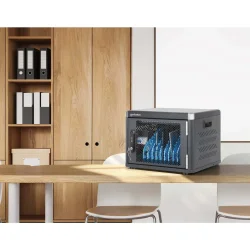 Ladestation med l�s til 10 enheder USB-C ladeskab til Smartphone Tablets iPad b�rbar pc op til 14" 