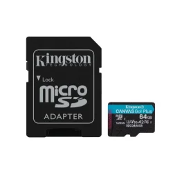 Kingston Cancas GO! Plus Gen4 MicroSDXC kort med SD adapter 64GB - 1TB 
