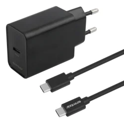 Oplader strmadapter til vgkontakt inkl. 1m kabel vlg sort eller hvid USB-C til USB-C