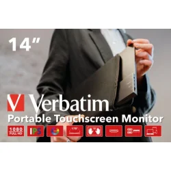Verbatim Touchscreen 10 punkt 14" FHD brbar skrm hjtaler til Pc Mac tablet telefon USB-C el HDMI