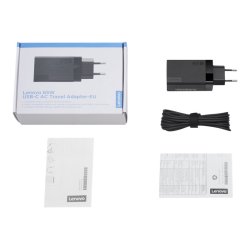 Lenovo 65W rejseadapter strmforsyningsadapter  USB-C (EU) 4-stik (USA, EU, Australien, UK)