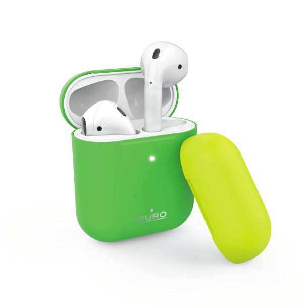 Silikonecase beskyttelse og opladningsske til AirPods Icon Fluo flere farver