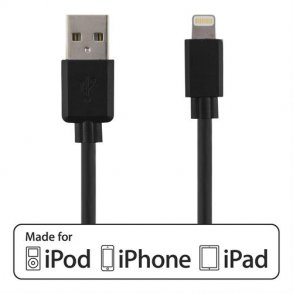 Kabel USB-A til Lightning passer til iPad iPhone vlg sort eller hvid flere str.