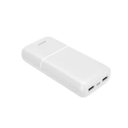 Power bank 20 000 mAh, 2x USB-A, 1x USB-C hvid