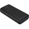 Powerbank hurtig opladning 20W 3 porte 2x USB-A 18W 1x USB-C transportabel batteri sort