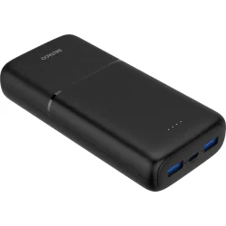 Powerbank hurtig opladning 20W 3 porte 2x USB-A 18W 1x USB-C transportabel batteri sort