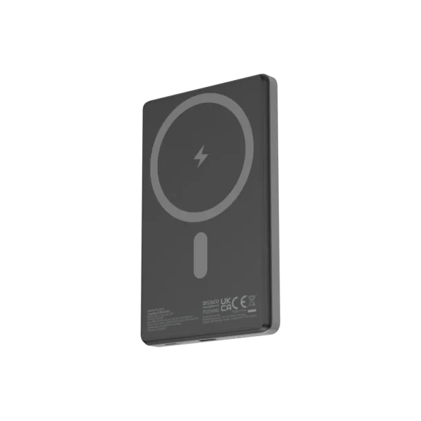 PowerBank Wireless ultratynd med magnet hurtigopladning 15W 5.000mAh sort