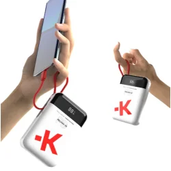 Powerbank 20W genopladeligt batteri 2-i-en USB-C brerem hvid travel festival prepper