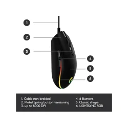 Logitech Gaming Mouse G203 LIGHTSYNC Optisk Kabling med RGB lys 