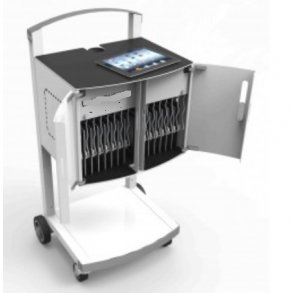 Ladestation med ls ladeskab med vogn til 32 ipad tablets op til 13