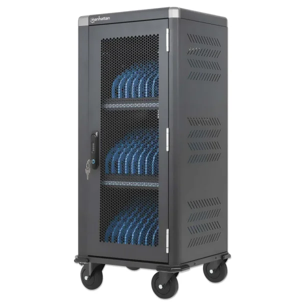 Ladestation ladeskab Charging Cart med l�s til 30 USB-C enheder tablet b�rbar Cromebook op til 14!" inkl. kabler 