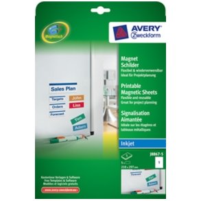 Skilt magnetisk klbende etiketter Avery 210 x 297 mm A4
