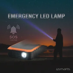 Powerbank oplader hndsving eller solcelle 12000mAh transportabel batteri Sort Prepper 