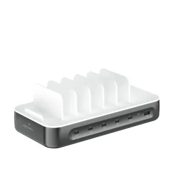 Ladestation Charging station Team 100W 1xUSB-A og 5XUSB-C inkl. kabler flere farver