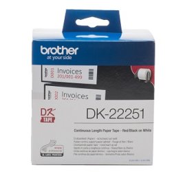Brother DK rulle klbende lbende baner DK2251 sort/rd p hvid label 62mm til QL-800 serien 