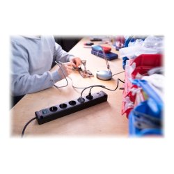 Strmskinne Stikdse elspareskinne med afbryder stikforbindelser 2 x USB og 5 x strm - 3 m ledning