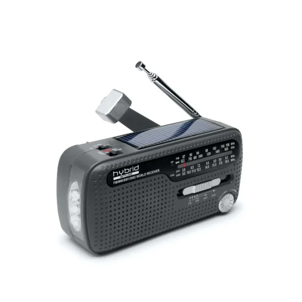 Radio Ndradio FM AM genopladelig hndsving dynamo-ladning og USB sort Prepper 
