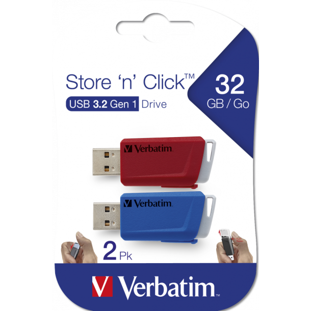 Verbatim Store 'n' Click USB-Drive multipack 2 x 32GB rd/bl