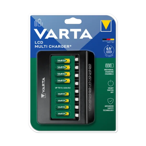 Oplader VARTA med LCD batterioplader op til 8 stk  batteri AA eller AAA multioplader + 