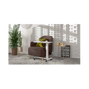 OFFICE Sidebord mobilt med hjul gasfjeder justerbar 712-1062 mm hvid 