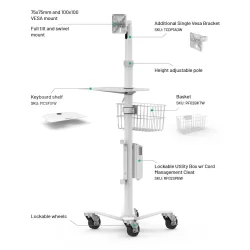 Universal justerbar Klinikvogn kliniklgevogn Hospital tablet PC-stativ 7-13"