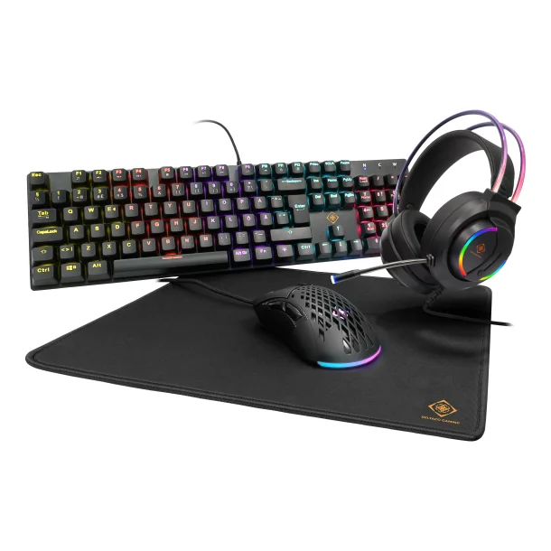 Gaming kit 4-i-1 headset mekanisk tastatur mus og musemtte RGB lys 