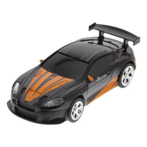 Racerbil sort Mini R/C bil  med fjernbetjening 2,4GHz rkkevidde 8m - sjov i 7 minutter 