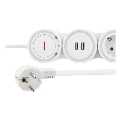 Str�mskinne b�jelig fleksibel med 4 x str�mstik 2 x USB-A Hvid 