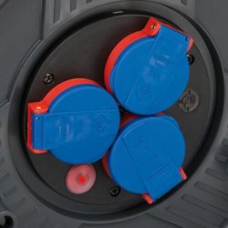 Kabelrulle Kabeltromle 3xCEE 7/3 1xCEE 7/7 tilslutning Sikkerhedsafbryder IP 44 15m 25m 50 meter