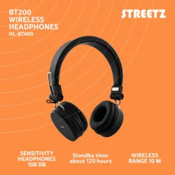Hovedtelefon STREETZ headset tr�dl�s og kabel med mikrofon, h�reb�ffer i flere farver
