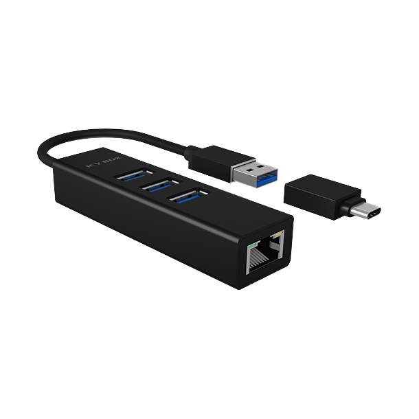 USB HUB &amp; LAN Adapter 4-in-1 adapter USB 3.0 > Gigabit LAN + 3x USB 3.0