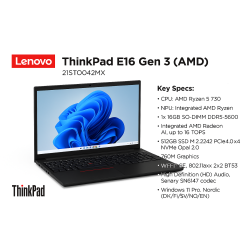 LENOVO ThinkPad E16 16" Full HD Ryzen 5 16GB 256SSD Wi-Fi 6 Win11Pro