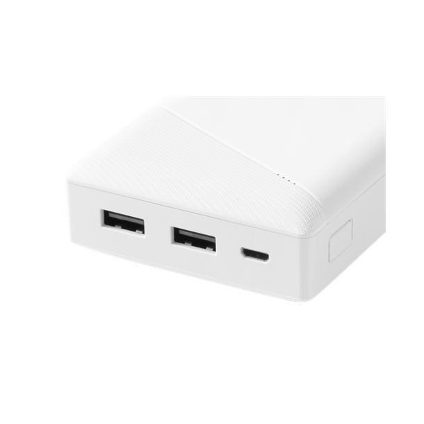Powerbank 20000 mAh 2x USB-A transportabel batteri hvid 