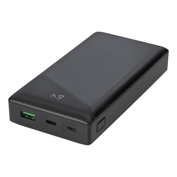 Powerbank 20000 mAh 1x USB-A 1x USB-C hurtigopladning transportabel  batteri sort