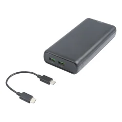 Powerbank 30.000 mAh 1x USB-C 2x USB-A genopladeligt batteri sort 
