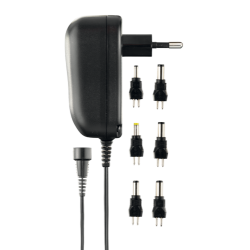 Strmforsyning universal 230V til 3-12V DC Strmadapter med 6 udskiftelige stik