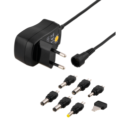 Strmforsyning universal 230V til 3-12V DC Strmadapter med 6 udskiftelige stik