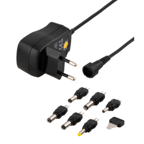 Strmforsyning universal 230V til 3-12V DC Strmadapter med 6 udskiftelige stik