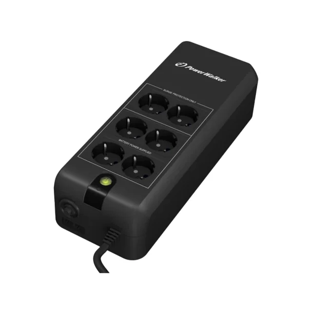 UPS med 6 udtag og batteribackup 6x Schuko outlets 600VA eller 800VA Sort