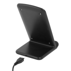 Oplader til Smartphone, hurtigoplader, vinklet stativ, 10W, Qi 1.2.4, sort 