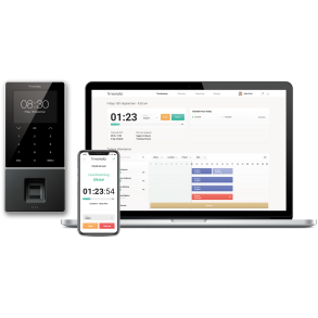 TimeMoto Tidsregistreringssystem Check ind ansigtsgenkendelse fingeraftryk RFID PIN-kode