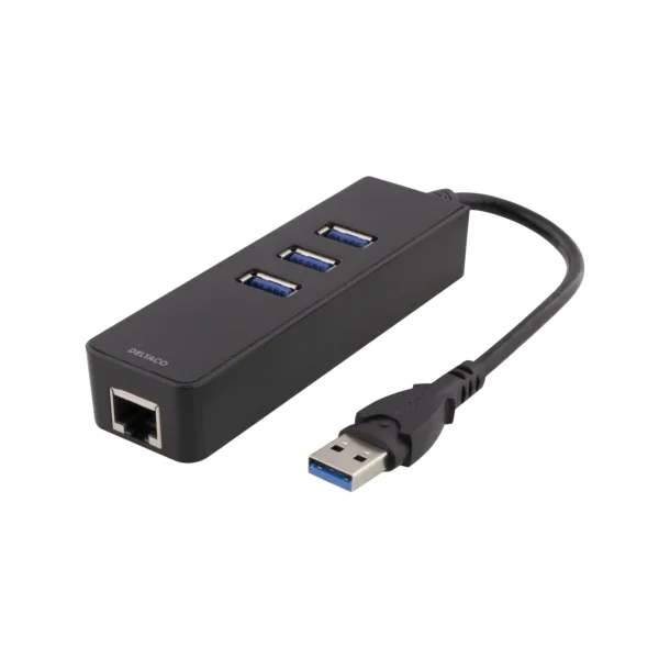 USB Hub og Network Adapter RJ45 3 x USB-A Hun 1 x USB A Han SuperSpeed 