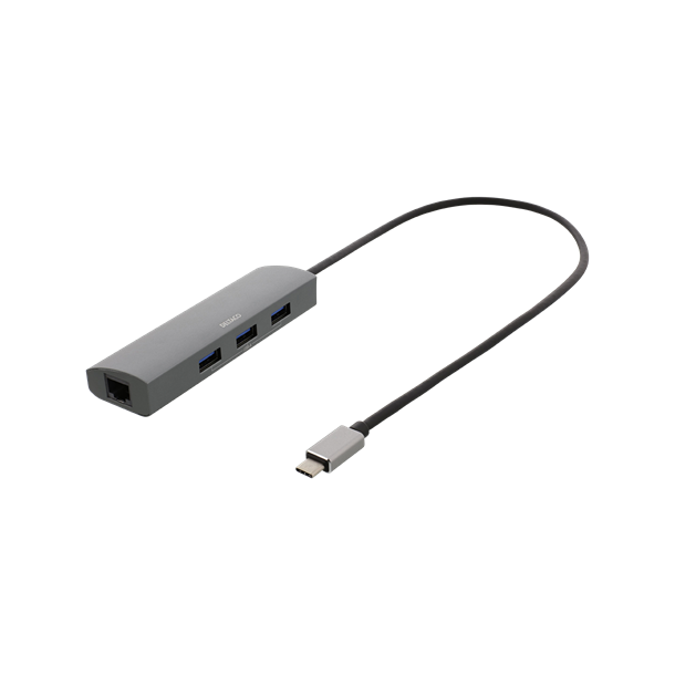 USB Hub og Network Adapter USB-C RJ45 3xUSB-A 3.0