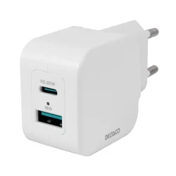 Oplader strmadapter til vg 1 x USB-A 1 X USB-C wall charger Vlg sort eller hvid 