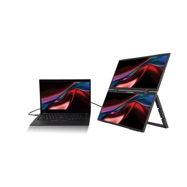 Verbatim portable 15,6" FHD brbar dobbelt skrm hjtaler til Pc Mac tablet telefon USB-C el HDMI