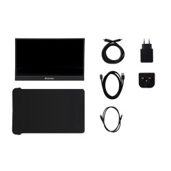 Skrm Touchscreen 17,3" FHD Verbatim brbar skrm hjtaler til Pc Mac tablet telefon USB-C el HDMI