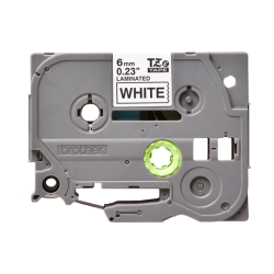 Brother TZe-Tape, laminerede - Sort tekst p hvid tape  