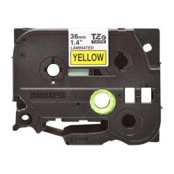 Brother TZe-tape, laminerede - Sort tekst p gul tape