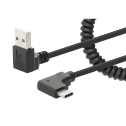 USB Kabel flere varianter Ladekabel spiral snoet kabel USB-C Han USB-A Han USB-Micro Han 